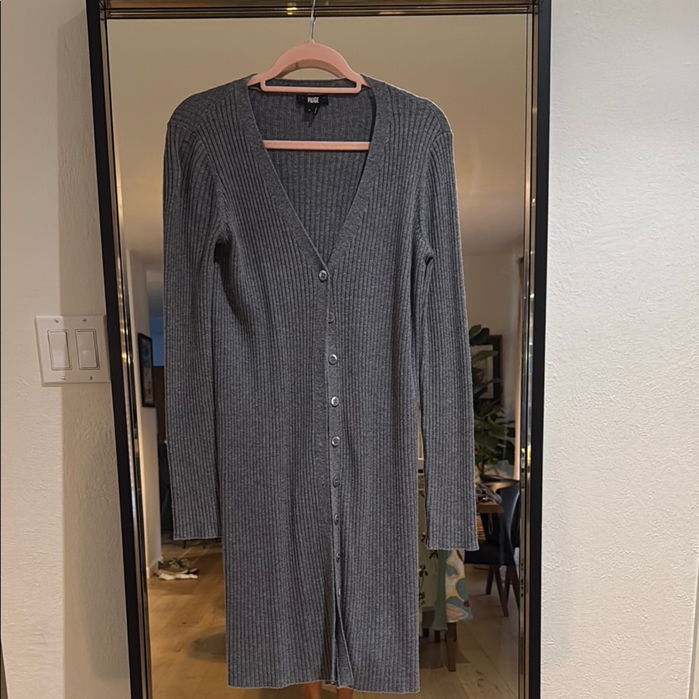 PAIGE Charcoal Ribbed Knit Cardigan